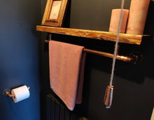 Load image into Gallery viewer, Rustic Shelf & Copper/ Chrome Pipe Rail