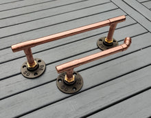 Load image into Gallery viewer, Industrial Designed Copper Pipe Towel Rail & Loo Roll Holder Set
