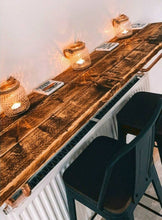Load image into Gallery viewer, Rustic Breakfast Bar, supported by Copper Pipe Brackets