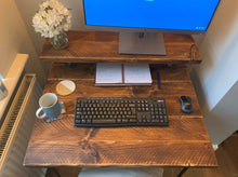 Load image into Gallery viewer, Two-Tier Rustic Desk, with Steel Hairpin Legs
