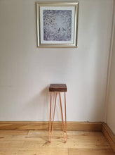 Load image into Gallery viewer, Chunky Rustic Plant Stand/ End Table, with Steel Hairpin Legs
