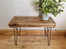 Load image into Gallery viewer, Chunky Rustic Side Tables, with Steel Hairpin Legs (Chunky Reclaimed Wood)

