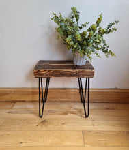 Load image into Gallery viewer, Chunky Rustic Side Tables, with Steel Hairpin Legs (Chunky Reclaimed Wood)
