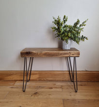 Load image into Gallery viewer, Chunky Rustic Side Tables, with Steel Hairpin Legs (Chunky Reclaimed Wood)
