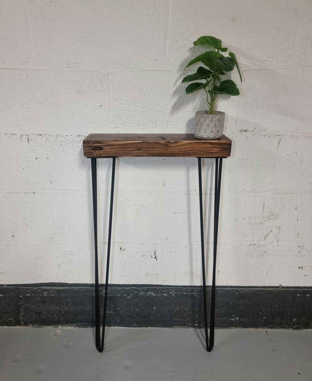 Chunky Rustic Console Table, supported by Steel Hairpin Legs (Chunky Reclaimed Wood)