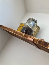 Load image into Gallery viewer, Coloured Raw Steel Shelf Brackets &amp; Rustic Shelf | Industrial Shelf | Reclaimed Wood | Steam Punk Style | Industrial Wall Shelving | Pipe
