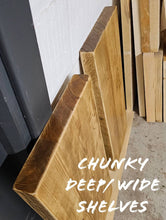 Load image into Gallery viewer, Chunky Coloured Deep/ Wide Shelves | Rustic | Scandinavian Redwood | Chunky Wood | Deep Shelves | Chunky Solid Wood Shelves
