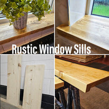 Load image into Gallery viewer, Chunky Rustic Window Sills, with Front Notches | Window Ledge Shelf | Farmhouse Decor | Wood Display Stand | Bathroom Sill | Plant Stand
