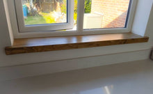 Load image into Gallery viewer, Rustic Window Sills, with Front Lip &amp; Corner Notches | Window Ledge Shelf | Farmhouse Decor | Wood Display Stand | Bathroom Sill | Pot Stand
