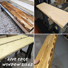 Load image into Gallery viewer, Live Edge Rustic Window Sills | Reclaimed Wood | Window Ledge Shelf | Farmhouse Decor | Wood Shelf | Home Accents |
