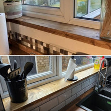 Load image into Gallery viewer, Rustic Window Sills, with Front Lip | Window Ledge Shelf | Farmhouse Decor | Wood Display Stand | Bathroom Sill | Plant Stand
