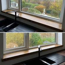Load image into Gallery viewer, Rustic Window Sills, with Front Lip &amp; Corner Notches | Window Ledge Shelf | Farmhouse Decor | Wood Display Stand | Bathroom Sill | Pot Stand
