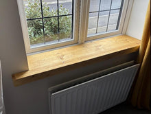 Load image into Gallery viewer, Rustic Window Sills, with Front Lip &amp; Corner Notch Covers | Window Ledge Shelf | Farmhouse Decor | Wood Display Stand | Bathroom Sill

