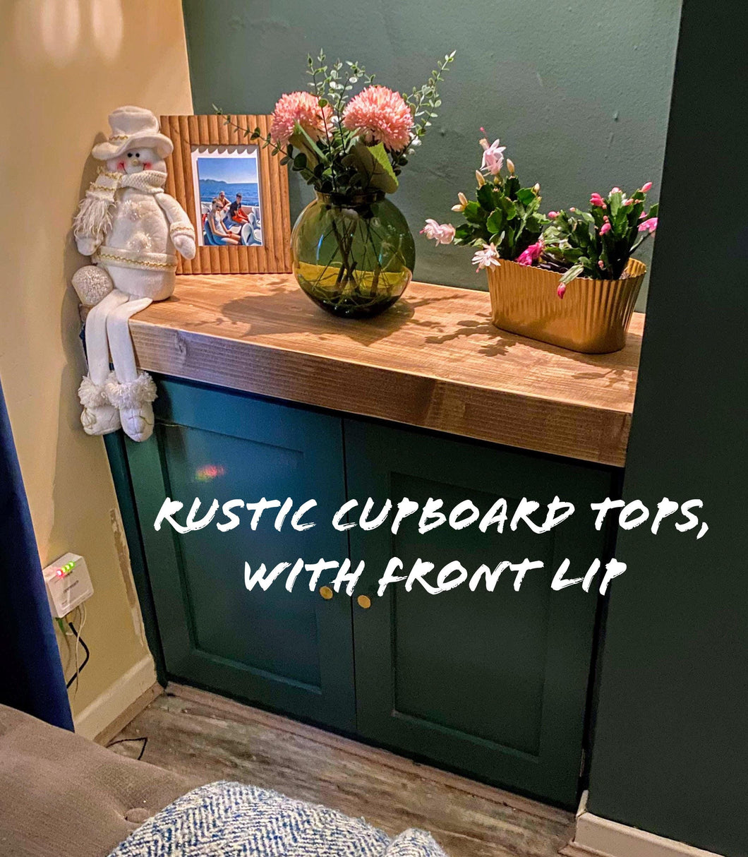 Rustic Cupboard Top, with Front Lip | Rustic Cupboard Top | Tabletop | Reclaimed Wood | Farmhouse Decor | Kitchen Shelving | Cupboards