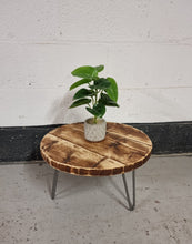 Load image into Gallery viewer, Round Rustic Side/ Coffee Tables, with Steel Hairpin Legs (Multiple Sizes)
