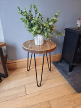 Load image into Gallery viewer, Round Rustic Side/ Coffee Tables, with Steel Hairpin Legs (Multiple Sizes)
