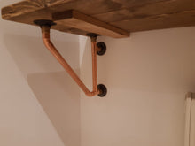 Load image into Gallery viewer, Rustic Two-Tier Breakfast Bar, Supported by Industrial Strength Copper Pipe Brackets
