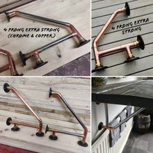 Load image into Gallery viewer, Industrial Designed Chrome, Copper Pipe, Raw Steel &amp; Cast Iron Shelf Brackets
