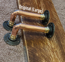 Load image into Gallery viewer, Industrial Designed Chrome, Copper Pipe, Raw Steel &amp; Cast Iron Shelf Brackets
