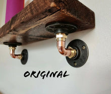 Load image into Gallery viewer, Industrial Designed Chrome, Copper Pipe, Raw Steel &amp; Cast Iron Shelf Brackets

