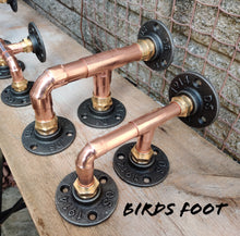 Load image into Gallery viewer, Industrial Designed Chrome, Copper Pipe, Raw Steel &amp; Cast Iron Shelf Brackets
