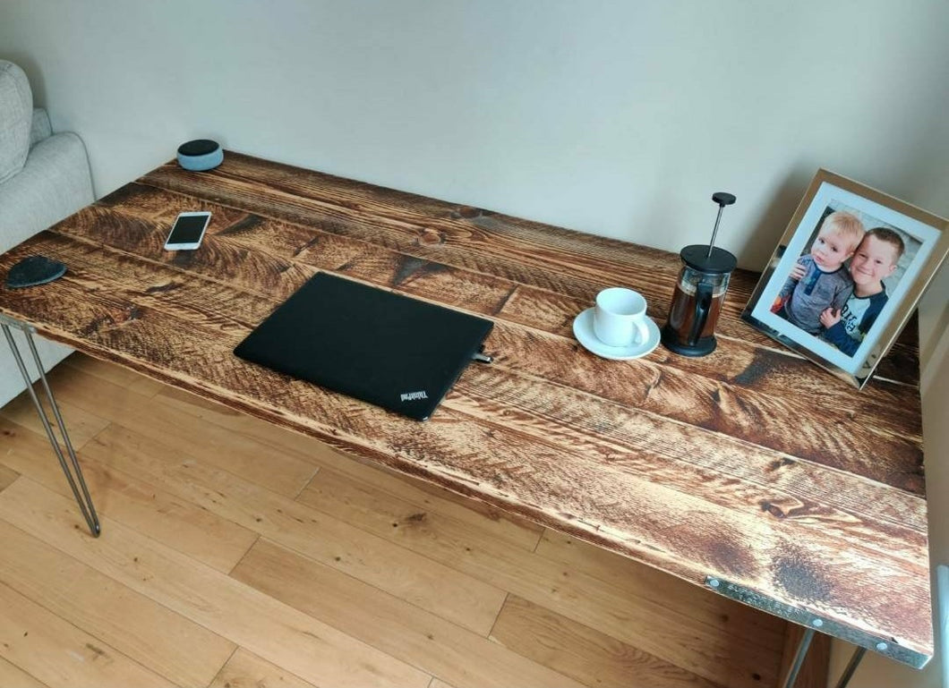 Rustic Desk/ Table, with Steel Hairpin Legs