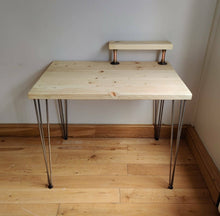 Load image into Gallery viewer, Rustic Desk, with Half Shelf &amp; Steel Hairpin Legs
