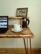 Load image into Gallery viewer, Rustic Desk, with Full Slim Shelf &amp; Hairpin Legs
