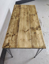 Load image into Gallery viewer, Rustic Dining Table, with One, or Two Benches, with Steel Hairpin Legs
