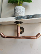 Load image into Gallery viewer, Rustic Shelf &amp; Copper Pipe Double Toilet Roll Holder
