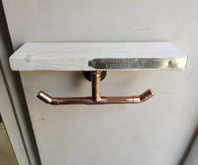 Load image into Gallery viewer, Rustic Shelf &amp; Copper Pipe Double Toilet Roll Holder
