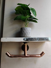 Load image into Gallery viewer, Rustic Shelf &amp; Copper Pipe Double Toilet Roll Holder
