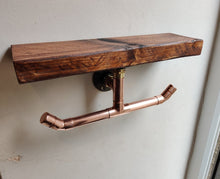 Load image into Gallery viewer, Rustic Shelf &amp; Copper Pipe Double Toilet Roll Holder
