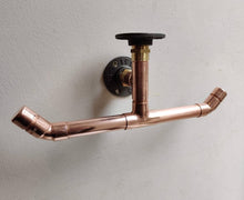 Load image into Gallery viewer, Rustic Shelf &amp; Copper Pipe Double Toilet Roll Holder
