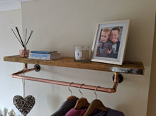 Load image into Gallery viewer, Rustic Shelf &amp; Copper/ Chrome Pipe Rail
