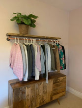 Load image into Gallery viewer, Rustic Shelf &amp; Copper/ Chrome Pipe Rail
