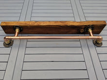 Load image into Gallery viewer, Rustic Shelf &amp; Copper/ Chrome Pipe Rail
