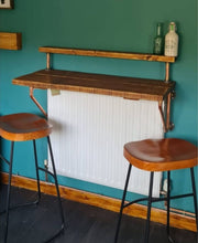 Load image into Gallery viewer, Rustic Two-Tier Breakfast Bar, Supported by Industrial Strength Copper Pipe Brackets
