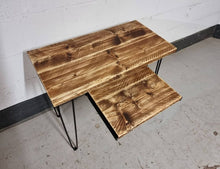 Load image into Gallery viewer, Rustic Desk, with Retractable Keyboard Shelf &amp; Steel Hairpin Legs
