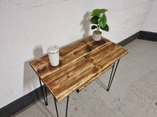 Load image into Gallery viewer, Rustic Desk, with Retractable Keyboard Shelf &amp; Steel Hairpin Legs
