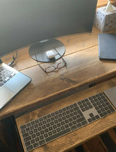 Load image into Gallery viewer, Rustic Desk, with Retractable Keyboard Shelf &amp; Steel Hairpin Legs
