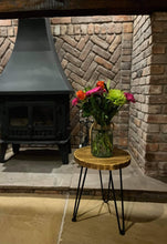Load image into Gallery viewer, Round Rustic Side/ Coffee Tables, with Steel Hairpin Legs (Multiple Sizes)
